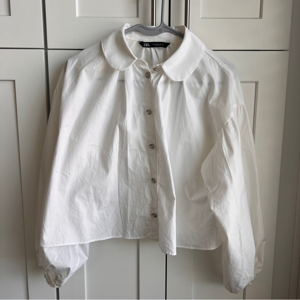 Zara poplin jewel button shirt